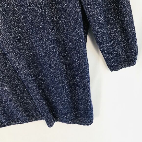 Blue Metallic Knit Open Long Cardigan Long Sleeve Womens Size L Charming Charlie - Picture 11 of 12